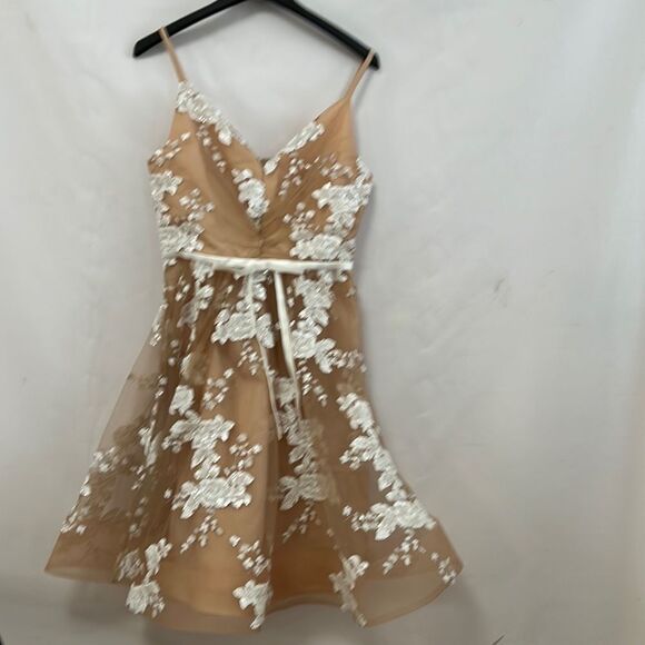 CALVIN KLEIN SEQUINS & LACE A LINE DRESS SIZE 4 - Picture 2 of 10